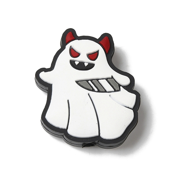 

PandaHall Halloween Themed Ghost with Knife Silicone Focal Beads, Silicone Teething Beads, White, 29x25x9mm, Hole: 3mm Silicone Ghost White