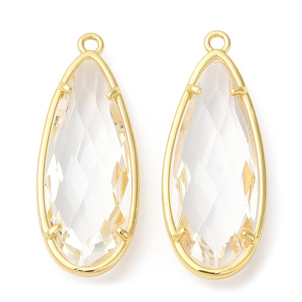 

PandaHall Transparent Resin Pendants, Faceted Teardrop Charms with Rack Plating Real 18K Gold Plated Brass Findings, Cadmium Free & Lead..., Clear