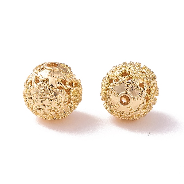 

PandaHall Brass Hollow Round Beads, Golden, 10x9.5mm, Hole: 1.6mm Brass Round