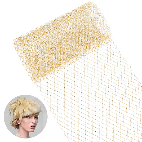 

PandaHall Nylon Mesh Lace Fabric, for Bride Veil Decoration, Gold, 25.2~25.5x0.03cm, about 2m/pc Nylon Gold