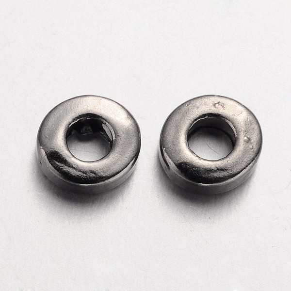 

PandaHall Tibetan Style Alloy Beads, Lead Free and Cadmium Free and Nickel Free, Donut, Gunmetal, 6x2mm, Hole: 2.5mm. Alloy Donut