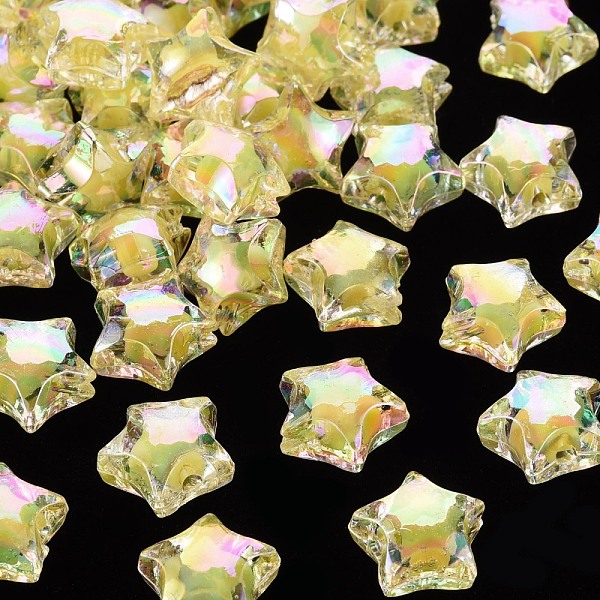 

PandaHall Transparent Acrylic Beads, Bead in Bead, AB Color, Faceted, Star, Yellow, 14x15x8.5mm, Hole: 2mm, about 518pcs/500g Acrylic Star...