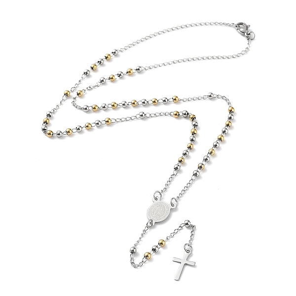

PandaHall 202 Stainless Steel Rosary Bead Necklaces, Cross Pendant Necklaces, Stainless Steel Color, 19-3/4 inch(50cm) 202 Stainless Steel...