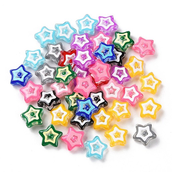 

PandaHall Handmade Lampwork Beads, with Enamel, Star, Mixed Color, 13x13x6mm, Hole: 1mm Lampwork Star Multicolor