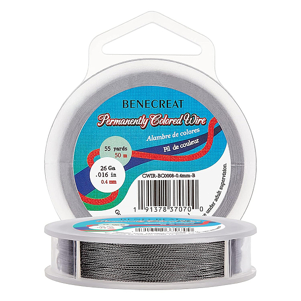 

PandaHall BENECREAT 3 Strands Copper Craft Wire, Long-Lasting Plated, Twisted Round, Gunmetal, 26 Gauge, 0.4mm, about 50m/roll Copper...