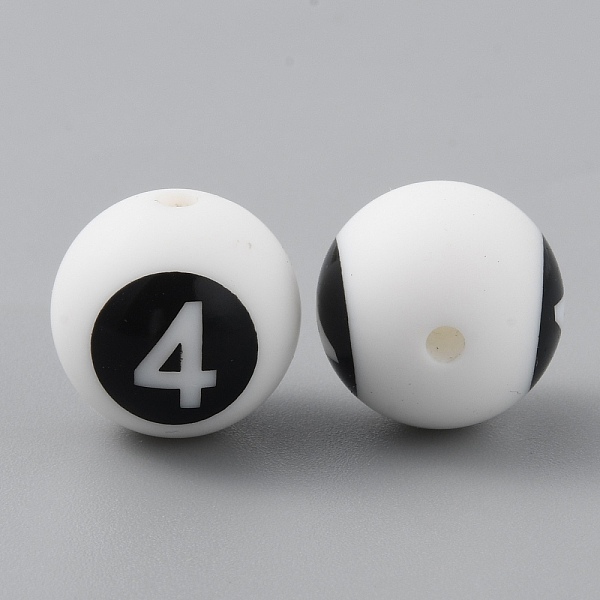 

PandaHall Silicone Beads, Chewing Beads For Teethers, DIY Nursing Necklaces and Bracelets Making, White Round with Black Numbers, Num.4...