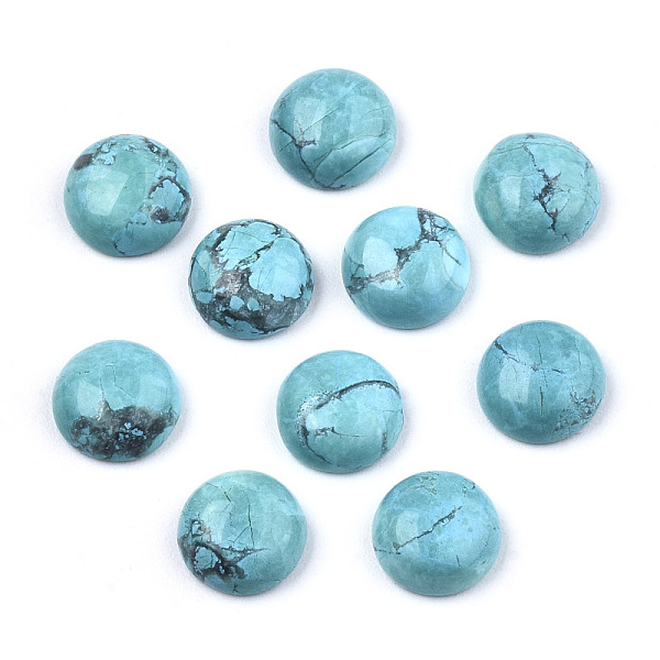 

PandaHall Natural Howlite Cabochons, Half Round/Dome, Dyed & Heated, Turquoise, 8x3~4mm Howlite Half Round Green