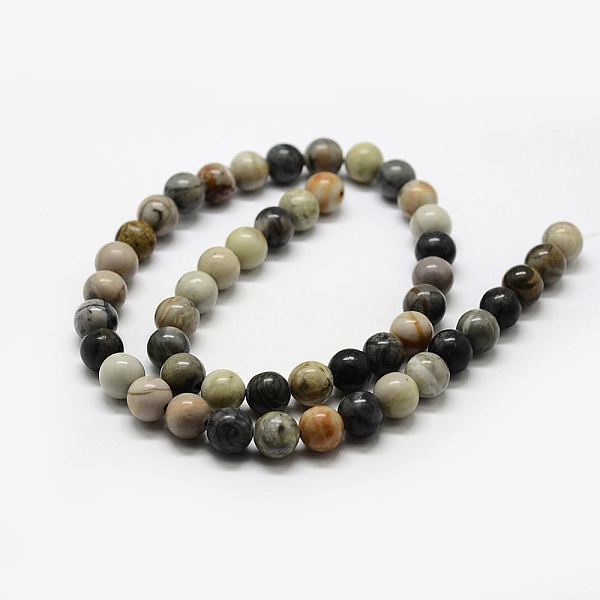 

PandaHall Natural Polychrome Jasper/Picasso Stone/Picasso Jasper Bead Strands, Round, 8mm, Hole: 1.5mm, about 48pcs/strand, 15.3 inch(39cm)...