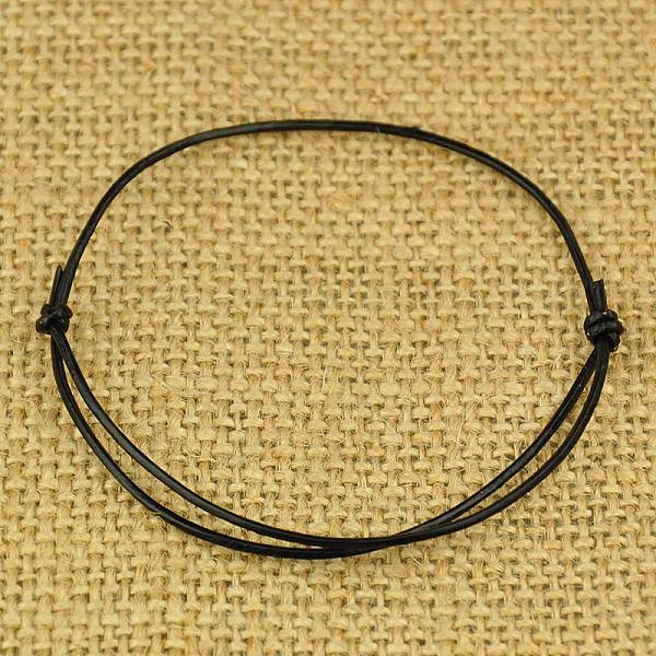 

PandaHall Cowhide Leather Cord Bracelet Making, Black, Adjustable Diameter: 50~80mm Leather Black