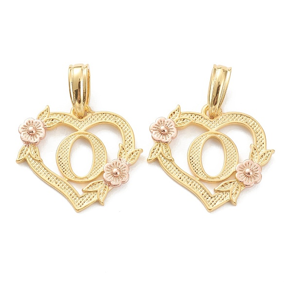 

PandaHall Real 18K Gold Plated Brass Pendants, Heart with Alphabet, Letter.O, 18x20x3mm, Hole: 6.5x3mm Brass Letter O