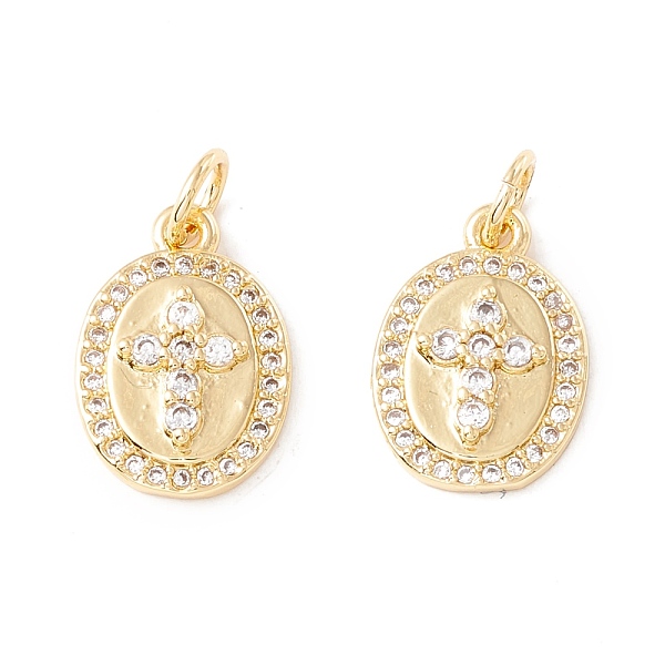 

PandaHall Rack Plating Brass Micro Pave Clear Cubic Zirconia Charms, with Jump Rings, Long-Lasting Plated, Cadmium Free & Lead Free, Oval...