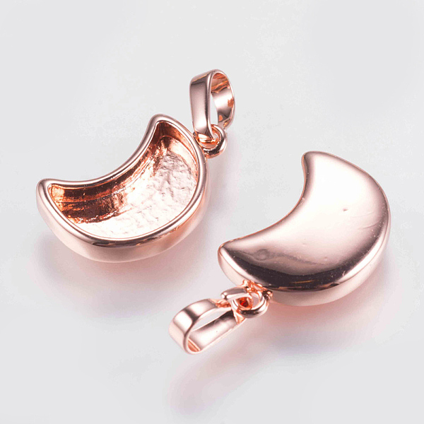 

PandaHall Brass Pendant Cabochon Settings, Plain Edge Bezel Cups, Long-Lasting Plated, Moon, Rose Gold, 16.5x10.5x3mm, Hole: 2x2.5mm, Tray...