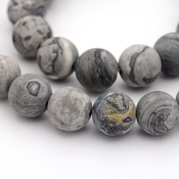 

PandaHall Frosted Natural Map Stone/Picasso Stone/Picasso Jasper Round Bead Strands, 8mm, Hole: 1mm, about 24pcs/strand, 7.5 inch Map Stone...