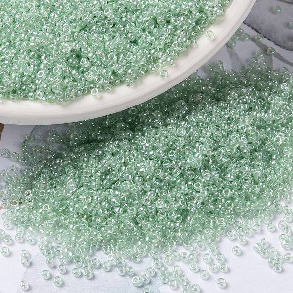 

PandaHall MIYUKI Round Rocailles Beads, Japanese Seed Beads, 15/0, (RR370) Sea Foam Luster, 1.5mm, Hole: 0.7mm, about 5555pcs/10g Glass Cyan