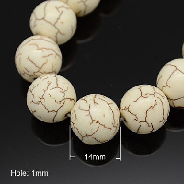 

PandaHall Synthetic Magnesite Beads Strands, Round, White, 14mm, Hole: 1mm, about 250pcs/1000g, about 32pcs/strand, 16.7 inch, about...
