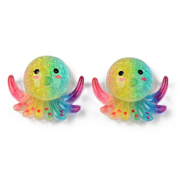 

PandaHall Resin Cabochons, with Glitter, Octopus, Gradient Ramp, Turquoise, 24x27x9mm Resin Other Animal Green