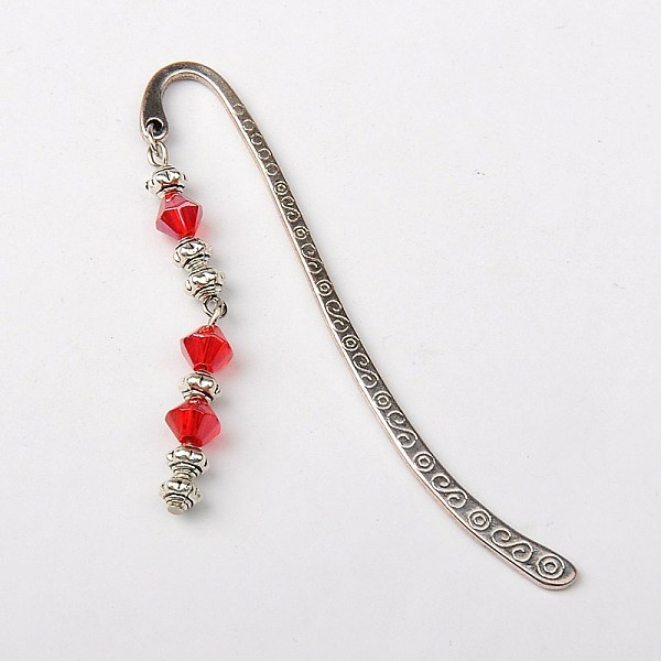 

PandaHall Tibetan Style Bookmarks/Hairpins, with Glass Beads, Red, 84mm Alloy Red