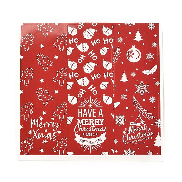 

PandaHall Christmas Themed Coated Paper Sealing Stickers, Rectangle with Word Merry Christmas, for Gift Packaging Sealing Tape Decoration..., Red