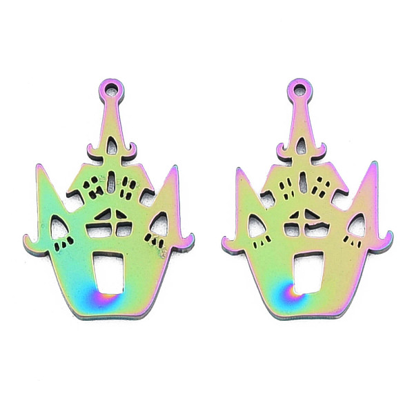

PandaHall Ion Plating(IP) 201 Stainless Steel Pendants, Halloween Style, House, Rainbow Color, 30x20x1mm, Hole: 1.4mm 201 Stainless Steel...