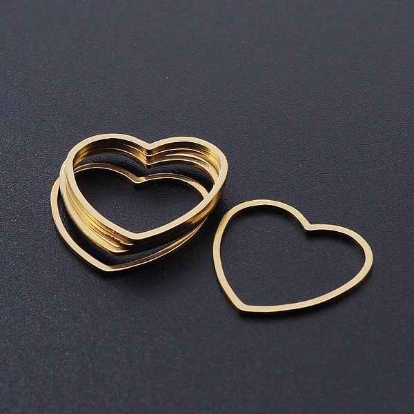 

PandaHall 201 Stainless Steel Linking Rings, Laser Cut, Heart, Golden, 18x20x1mm, Inner Size: 14x18mm 201 Stainless Steel Heart