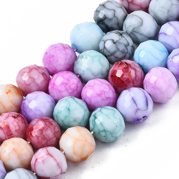 

PandaHall Opaque Baking Painted Crackle Glass Beads Strands, Round, Faceted, Colorful, 8x7.5mm, Hole: 0.8mm, about 60pcs/strand, 17.32~17.72...