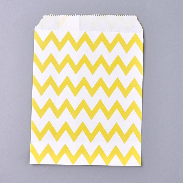 

PandaHall Kraft Paper Bags, No Handles, Food Storage Bags, White, Wave Pattern, Yellow, 18x13cm Paper Others Yellow