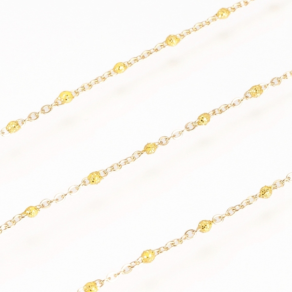 

PandaHall 304 Stainless Steel Handmade Beaded Chain, Cable Chains, with Enamel and Glitter Powder, Long-Lasting Plated, Soldered, with Spool..., Yellow