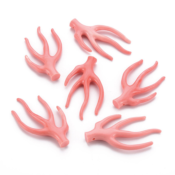 

PandaHall Synthetic Coral Beads, Branch, Dyed, Salmon, 59.5~60.5x36.5~37.5x8~9.5mm, Hole: 2mm Synthetic Coral Branch Red