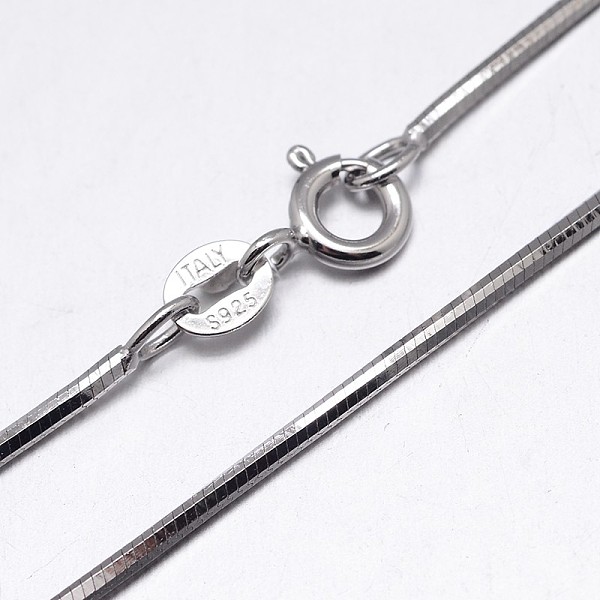 

PandaHall Rhodium Plated 925 Sterling Silver Snake Chain Necklaces, with Spring Ring Clasps, Platinum, 16 inch, 0.75mm Sterling Silver