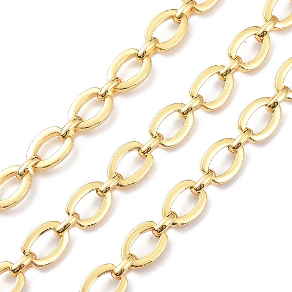 

PandaHall Brass Cable Chains, with Spool, Unwelded, Real 18K Gold Plated, 12x8.5x2mm and 7x5x2mm Brass