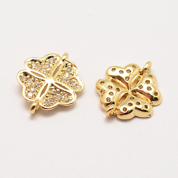 

PandaHall Brass Micro Pave Grade AAA Cubic Zirconia Links, Long-Lasting Plated, Clover, Cadmium Free & Nickel Free & Lead Free, Real 18K...