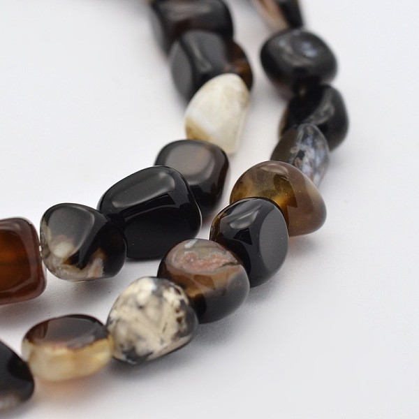 

PandaHall Natural Black Agate Bead Strands, Tumbled Stone, Dyed & Heated, Nuggets, 5~7X5~7mm, Hole: 1mm, about 15.7 inch Black Agate Nuggets