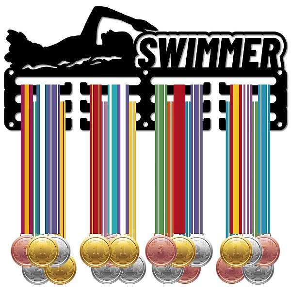 

PandaHall CREATCABIN Swimming Medal Holder Display Swimmer Medal Hangers Rack Sports Metal Hanging Awards Iron Small Mount Decor Awards for..., Black