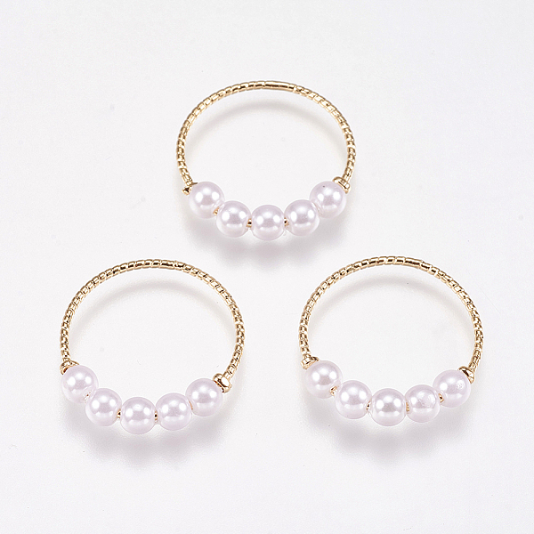 

PandaHall Brass Linking Rings, with Acrylic Pearl Beads, Ring, Real 18K Gold Plated, White, 23x20x1mm, Hole: 17.5mm Brass Ring White