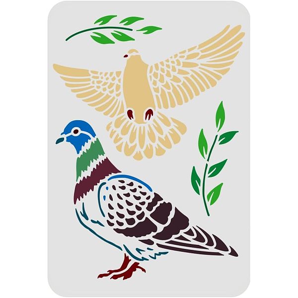 

PandaHall FINGERINSPIRE Dove of Peace Stencil 29.7x21cm Peace Dove Olive Branch Stencils for Painting Reusable Pigeon Stencil for Painting...