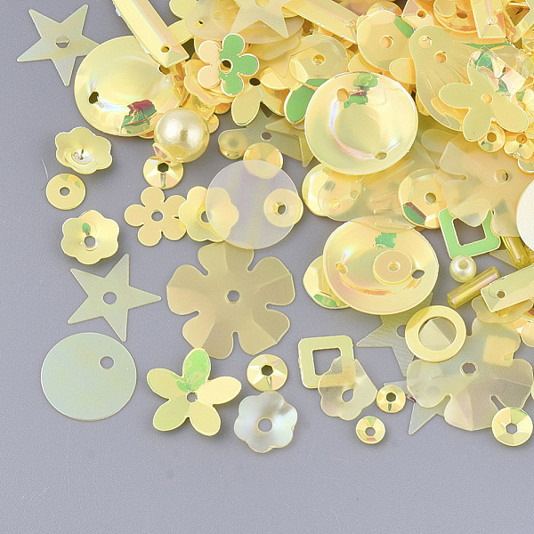 

PandaHall Ornament Accessories, PVC Plastic Paillette/Sequins Beads, Mixed Shapes, Gold, 3~21x3~21x0.4~3mm, Hole: 1~1.6mm PVC Mixed Shapes...