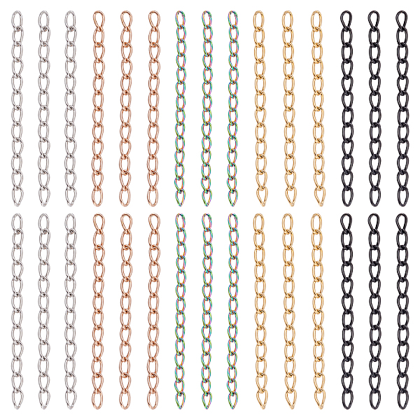

PandaHall UNICRAFTALE About 100Pcs 5 Colors 304 Stainless Steel Curb Chains Extender End Chains Metal End Findings Ends with Chain Extender...