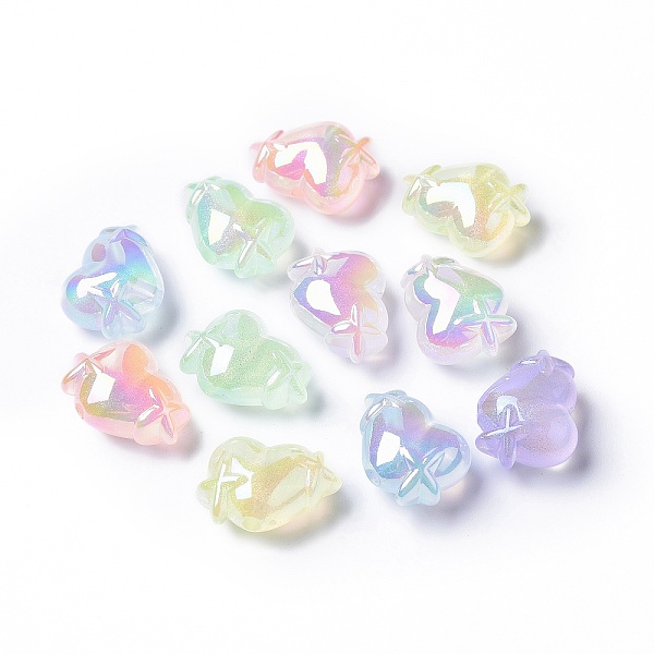 

PandaHall Transparent Acrylic Beads, Glitter Beads, Luminous, Heart, Mixed Color, 14.5x20x10mm, Hole: 2.1mm Acrylic Heart Multicolor