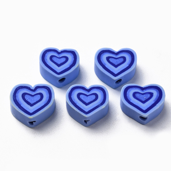 

PandaHall Handmade Polymer Clay Beads, Heart, Light Steel Blue, 7.5~11x7~11x4~5mm, Hole: 1.8mm Polymer Clay Heart