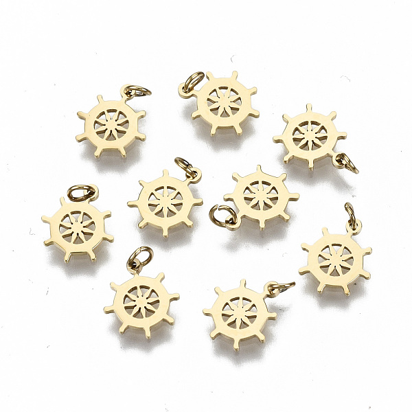 

PandaHall 304 Stainless Steel Charms, with Jump Rings, Laser Cut, Helm, Real 14K Gold Plated, 9x7.5x1mm, Jump Ring: 3x0.4mm, 2.2mm inner...