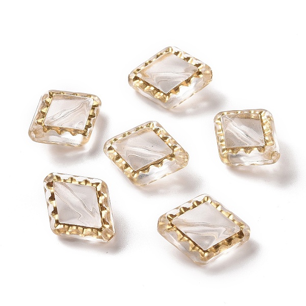 

PandaHall Transparent Acrylic Beads, Golden Metal Enlaced, Rhombus, Clear, 18x14.3x9mm, Hole: 1.5mm Acrylic Rhombus Clear