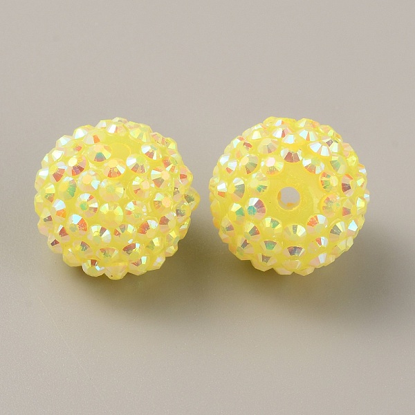 

PandaHall Opaque Acrylic Beads, Berry Beads, with Rhinestone, Round, Yellow, 20x18mm, Hole: 3mm Acrylic+Rhinestone Round Yellow