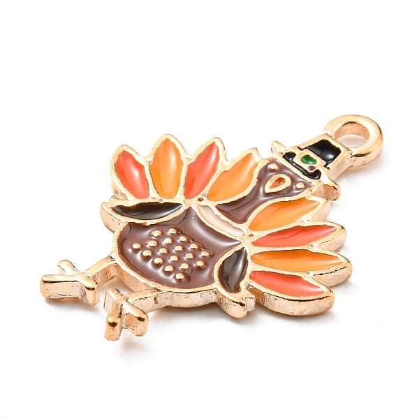 

PandaHall Thanksgiving Day Alloy Enamel Pendants, Light Gold, Turkey, 23x17.5x1.5mm, Hole: 1.8mm Alloy+Enamel Other Animal Brown