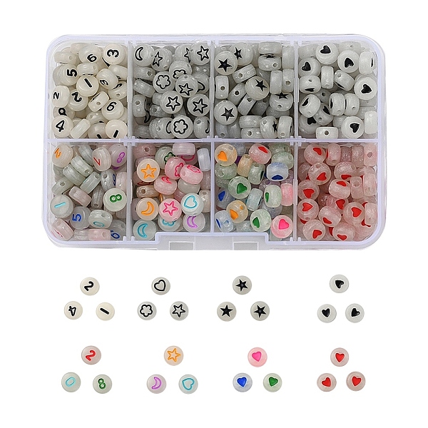 

PandaHall 480Pcs 8 Style Flat Round Luminous Acrylic Beads, for DIY Jewelry Making Kits, Mixed Color, 7x3.5~4mm, Hole: 1.2~1.8mm..., Multicolor
