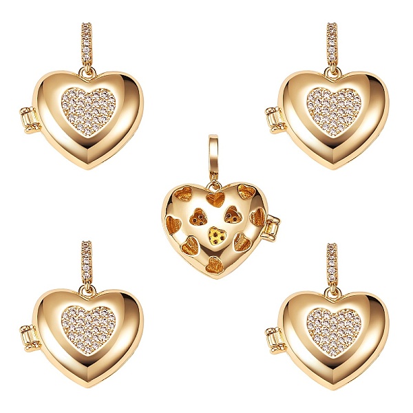 

PandaHall Brass Micro Pave Clear Cubic Zirconia Diffuser Locket Pendants, Long-Lasting Plated, Lead Free & Cadmium Free, Heart with Heart...