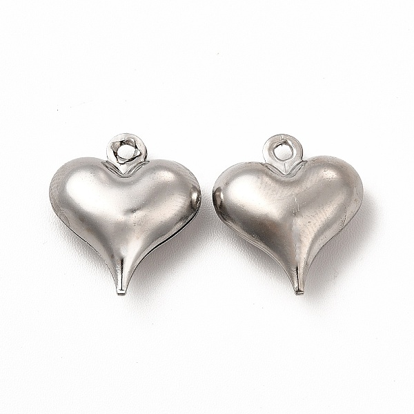 

PandaHall 304 Stainless Steel Pendants, Puffed Heart Charm, Stainless Steel Color, 15.8x13.5x5.8mm, Hole: 1mm 304 Stainless Steel Heart