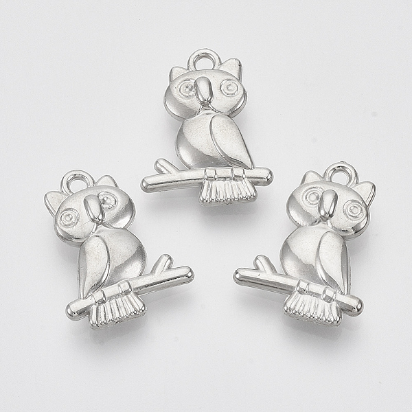 

PandaHall CCB Plastic Pendants, Owl, Platinum, 24x18.5x5mm, Hole: 1.6mm, about 1000pcs/500g Plastic Owl