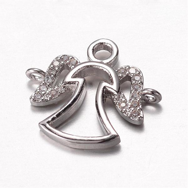 

PandaHall Brass Cubic Zirconia Links, Clear, Chandelier Component Links, 3 Loop Connectors, Clear, Angel, Platinum, 14x16x2mm, Hole: 1mm...