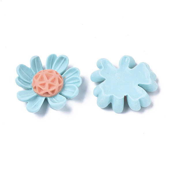 

PandaHall Opaque Resin Cabochons, Flower, Cyan, 30.5x32x7.5~8.5mm Resin Flower Cyan