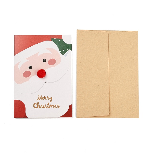 

PandaHall Rectangle Paper Greeting Card, with Envelope, Christmas Day Invitation Card, Santa Claus, 150x105x1.5mm Paper Santa Claus Black